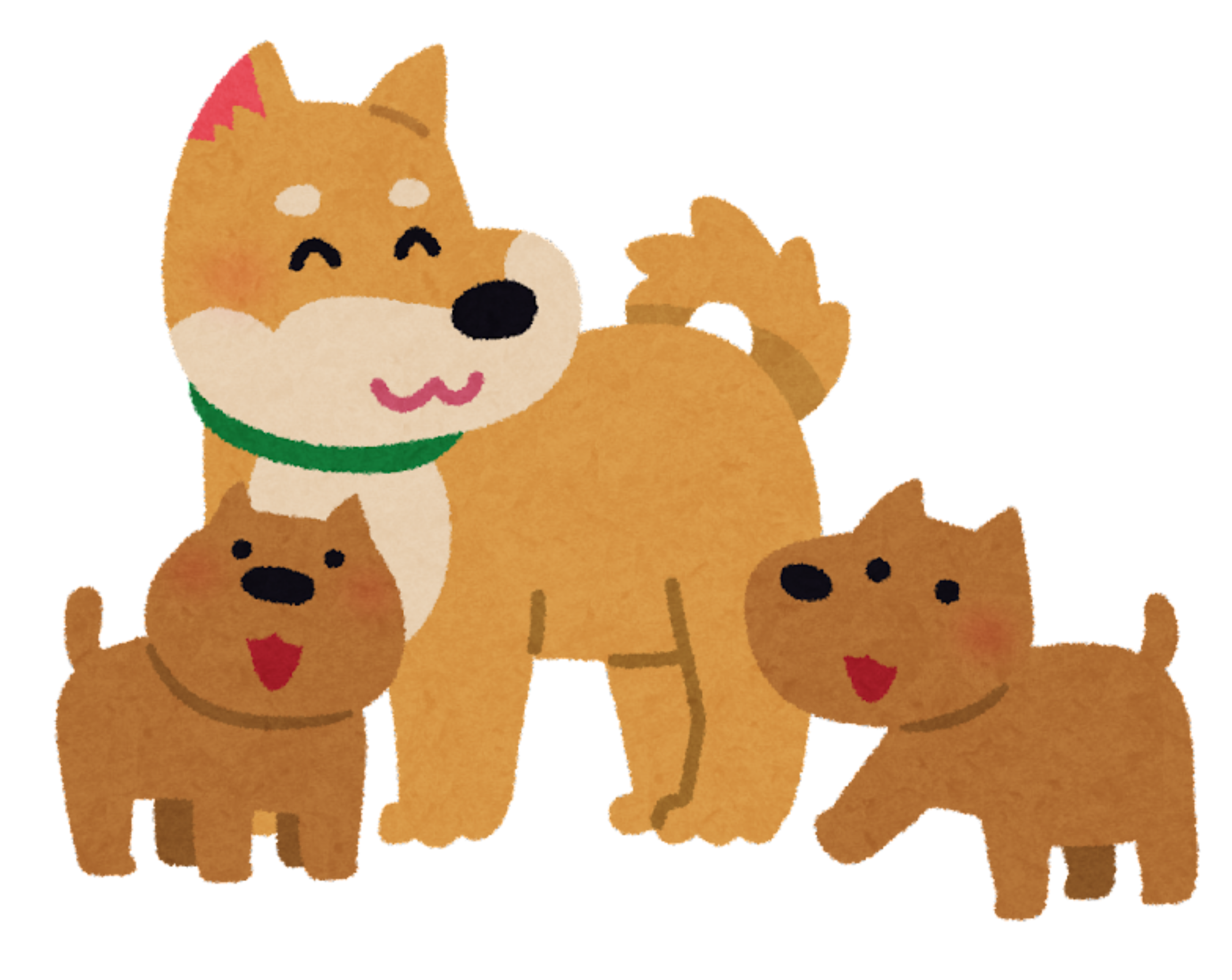 Brown mother dog and 2 brown puppies